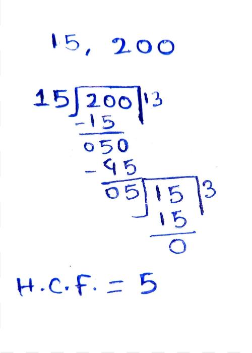 HCF of 15 and 200